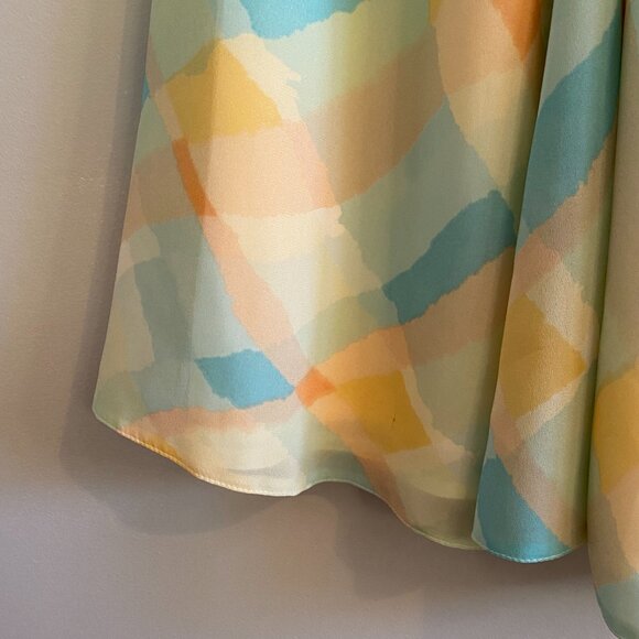 Vintage Skirt 1980s Pastel Print Maxi with Wide Pleats and A-line Shape - Picture 4 of 12